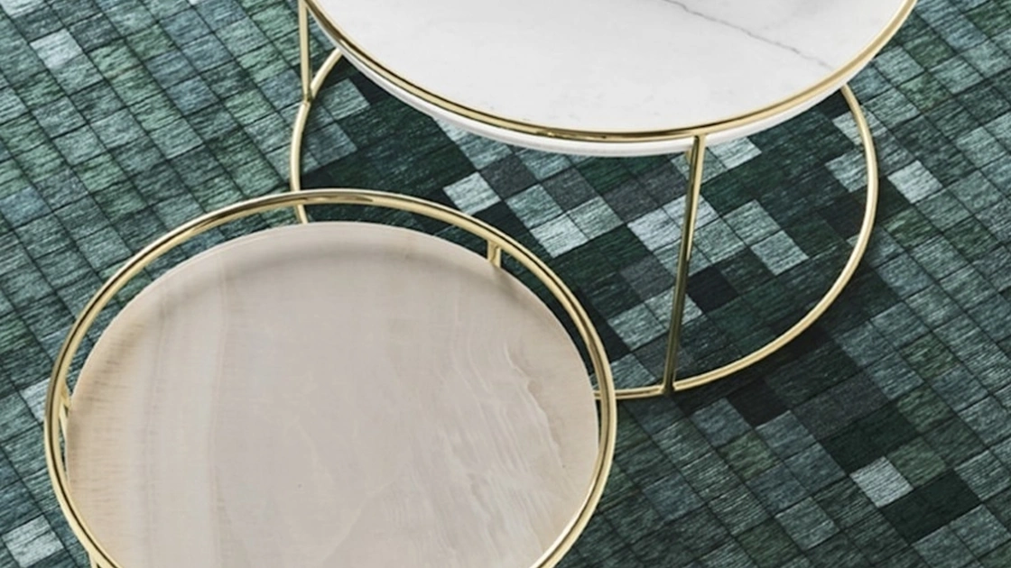 Tavolino Atollo Marmo e Onice Oro di Calligaris