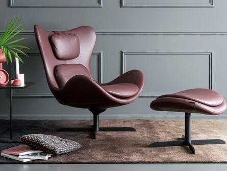 Pouf Lazy in pelle di Calligaris