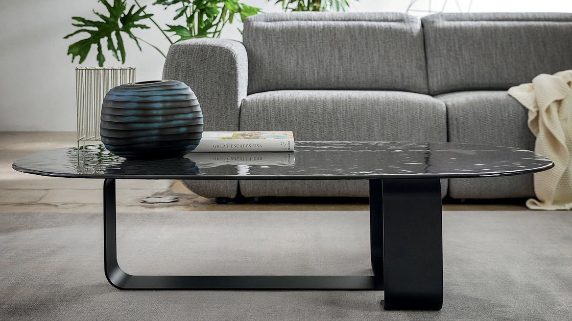 Tavolino Ribbon in vetro e metallo di Calligaris