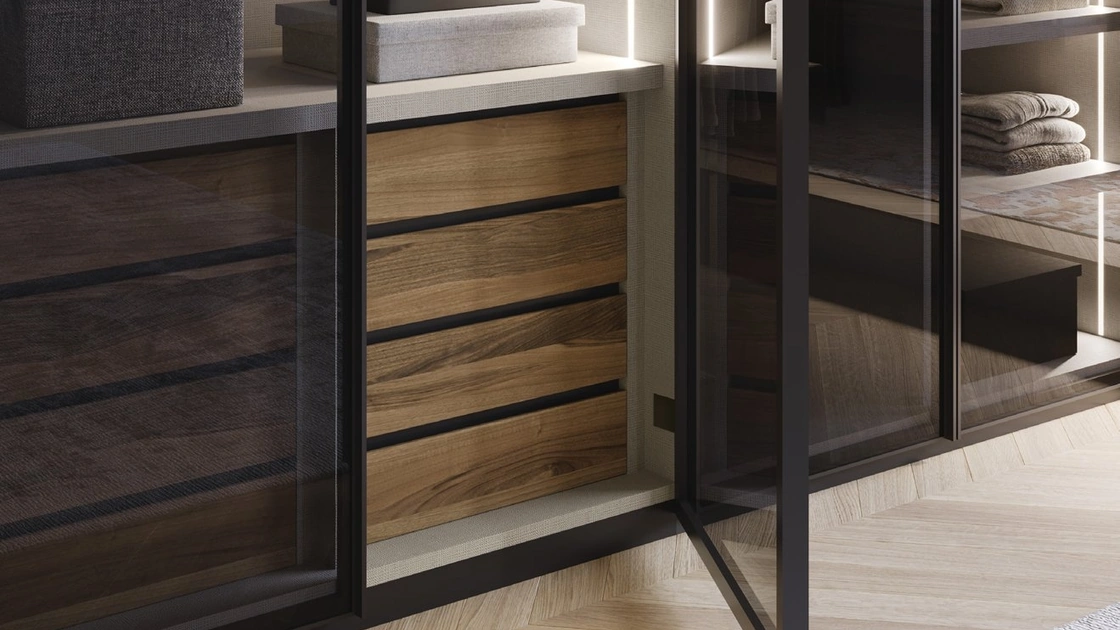 Armadio con anta battente in vetro con profilo in alluminio Linear di Fimar