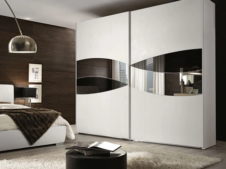 Armadio laccato bianco con inserti a specchio Nolita Night di RTL Mobili