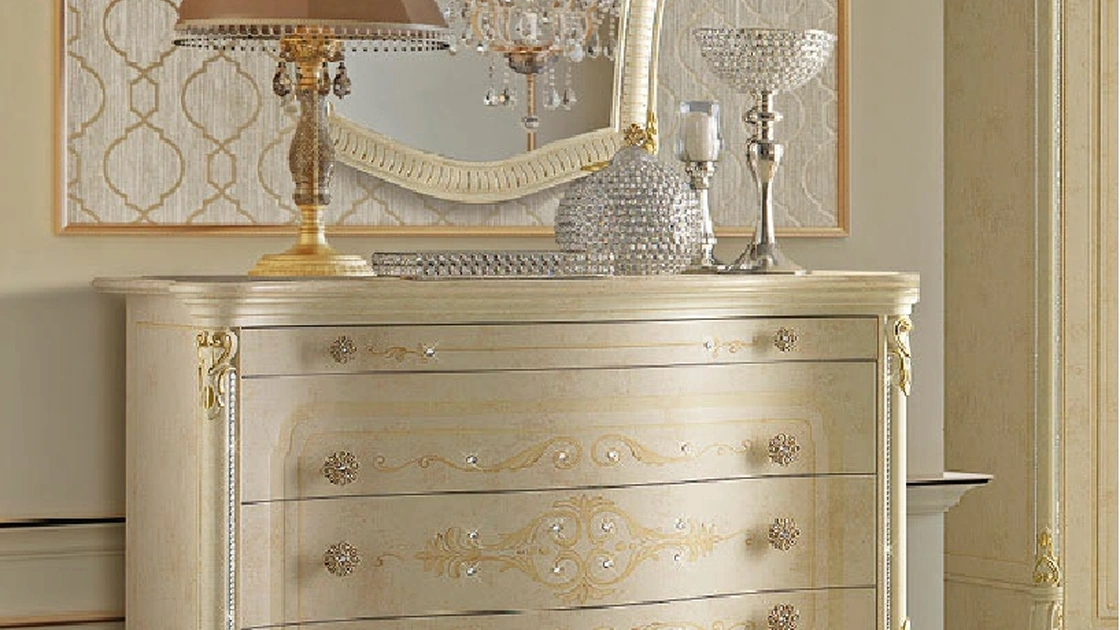Comò con decoro impreziosito con Swarovski Ginevra Les Précieux di RTL Mobili