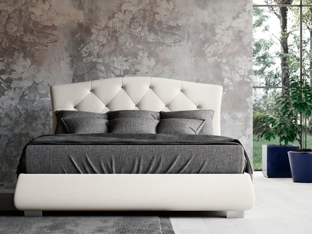 Letto imbottito in pelle con testiera trapuntata Boheme di Imab