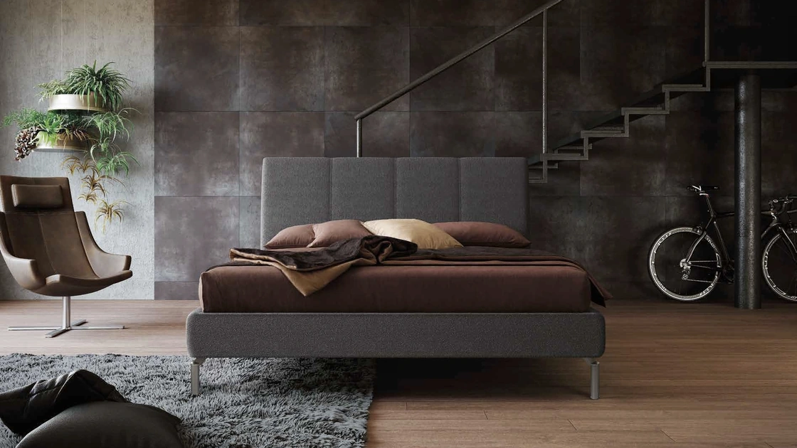 Letto con testiera in tessuto imbottito Era di Imab