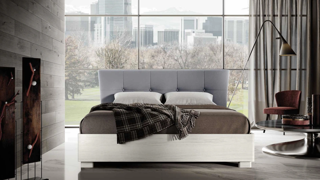 Letto con testiera in tessuto imbottito Esedra Mixed di Imab