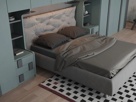 Letto in ecovelluto imbottito con testiera trapuntata Tender di Giessegi