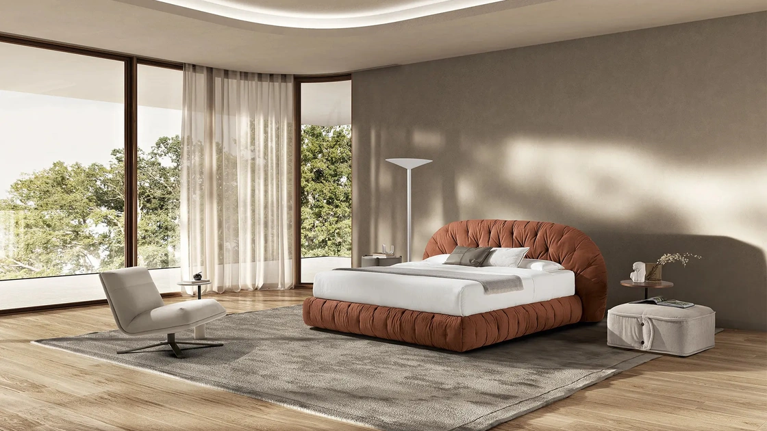 Letto matrimoniale Globo in tessuto imbottito di Max Divani