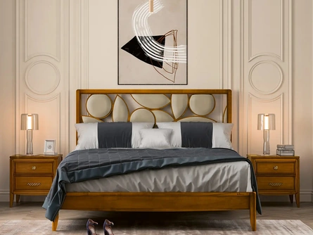 Letto Incanto in legno con testiera in pelle di Le Fablier