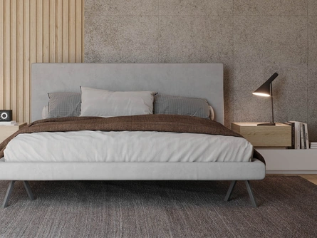 Letto in ecovelluto con testiera Kudo di Giessegi