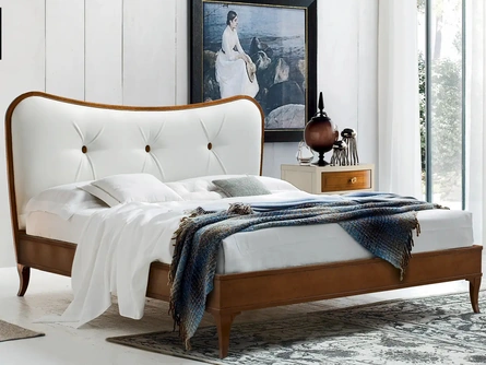 Letto classico con testiera imbottita in ecopelle Nuvola di Le Fablier