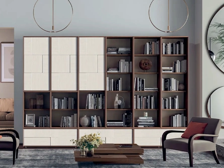 Libreria a muro Le Spezie in legno laccato opaco composizione 15 di Le Fablier