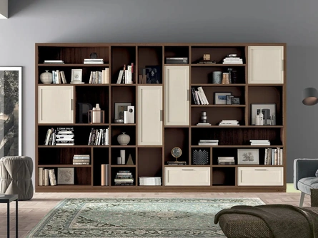 Libreria a muro in legno e laccato opaco Melograno composizione 98 di Le Fablier