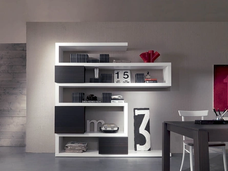 Libreria Side 19 in laccato inverno con contenitori in quercia brown di Fimar