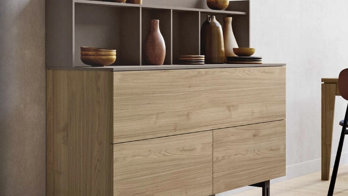 Madia Buffet finitura Noce biondo e Bronzo di Imab