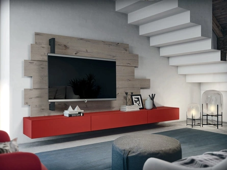 Mobile Porta TV Rebel R12 e Rack Flag in laccato opaco e legno di Fimar
