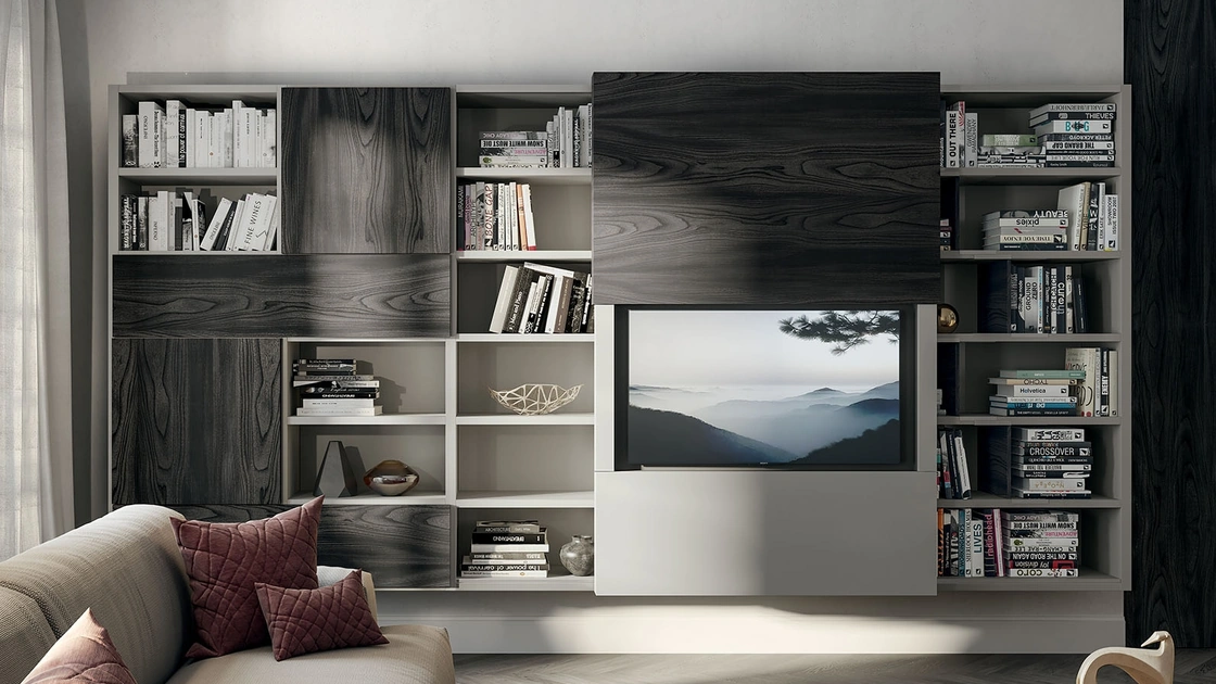 Mobile Porta Tv Sipario con anta scorrevole in legno e laccato opaco di Fimar