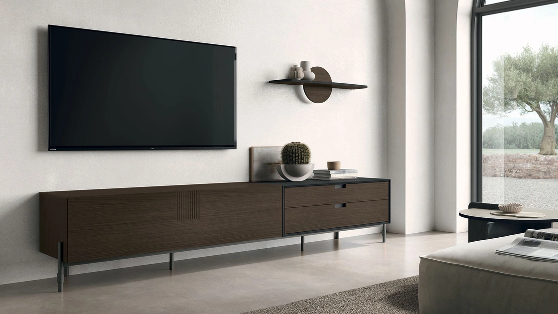 Mobile Porta Tv TIME UNIT TI 130 in CDF rovere moka di Tomasella