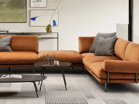 Divano angolare in tessuto Mies Roll di Calligaris
