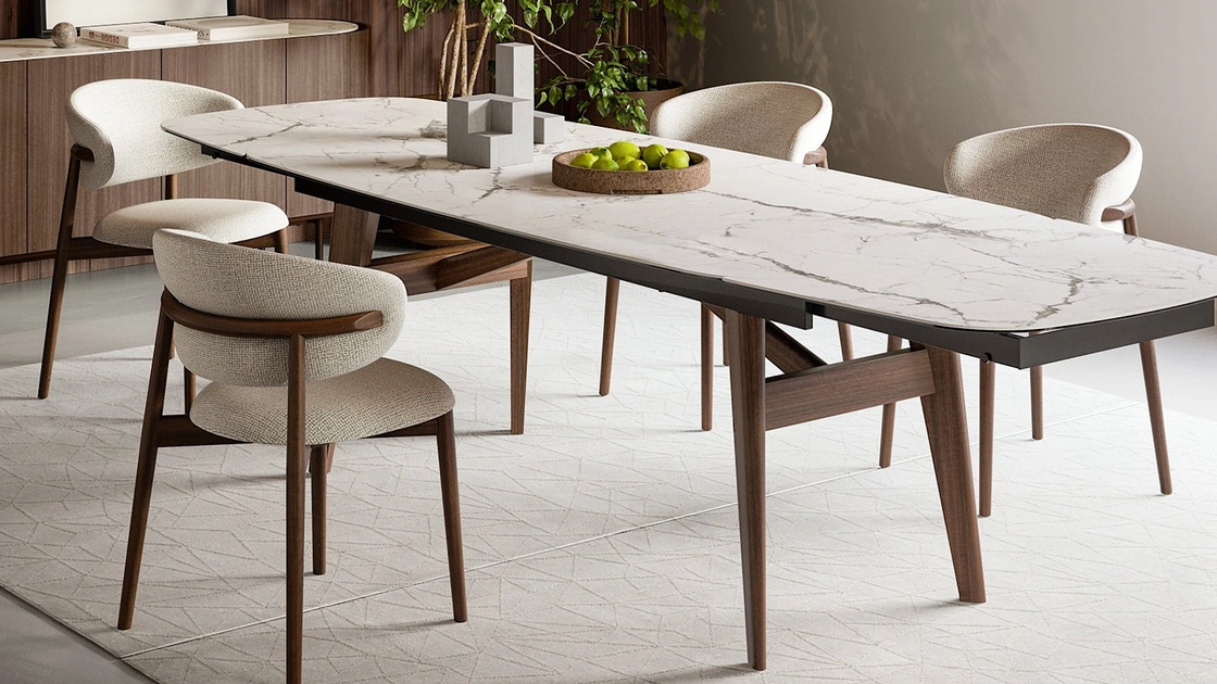 Tavolo allungabile in ceramica con struttura in legno Abrey di Calligaris