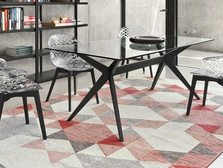 Tavolo rettangolare in vetro con struttura in legno massello Kent di Calligaris