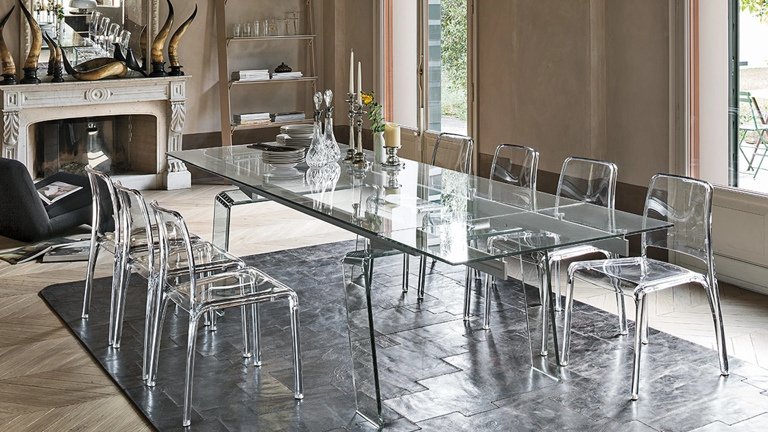 Tavolo allungabile in vetro Crystal Plus di Target Point