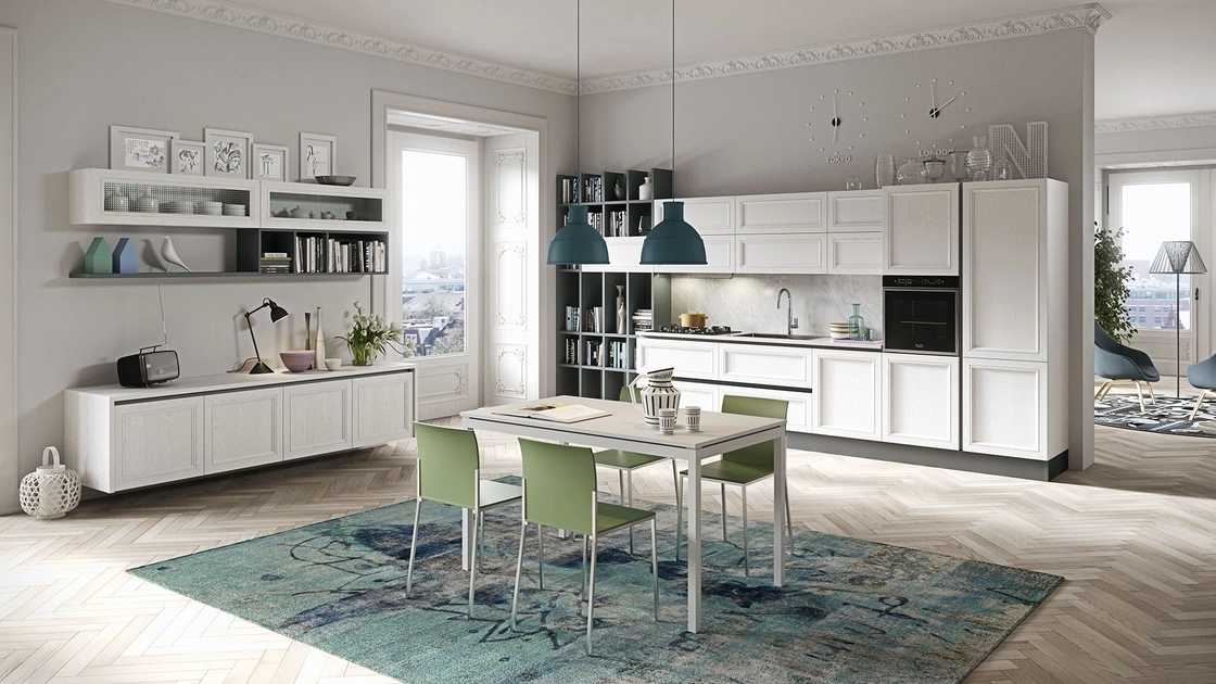 Cucina Classica lineare Magistra in Frassino laccato Bianco di Aran