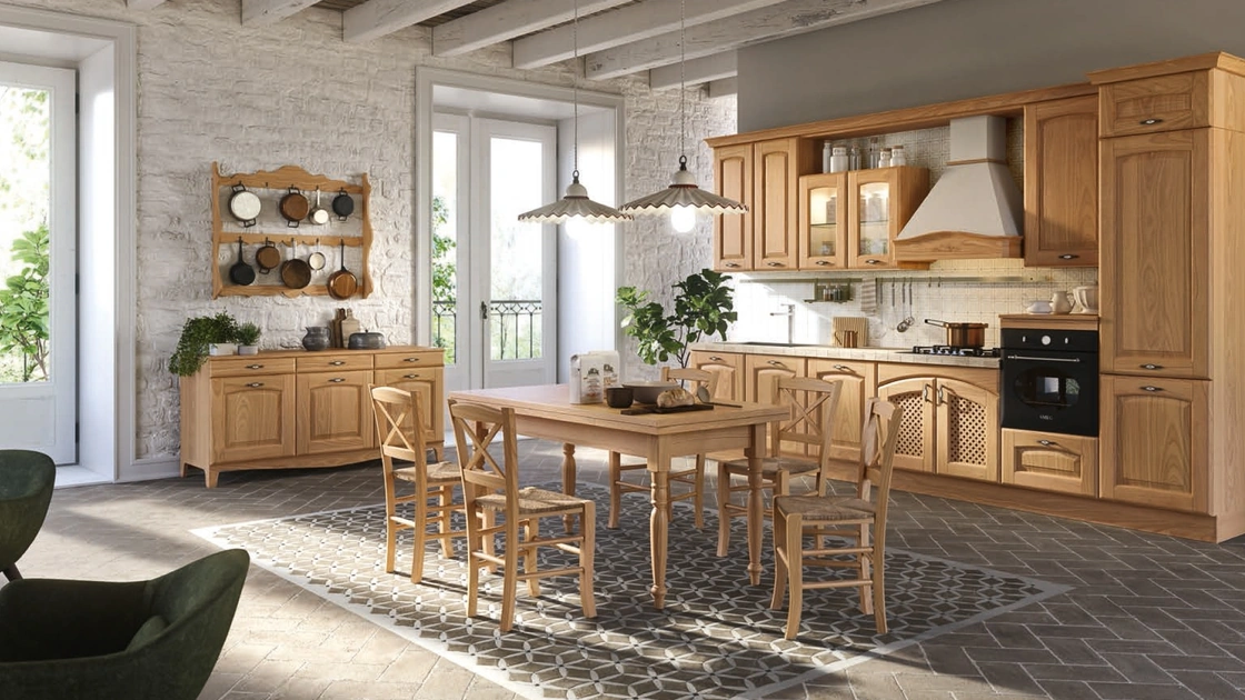 Cucina Classica lineare Trevi in Castagno naturale di Aran