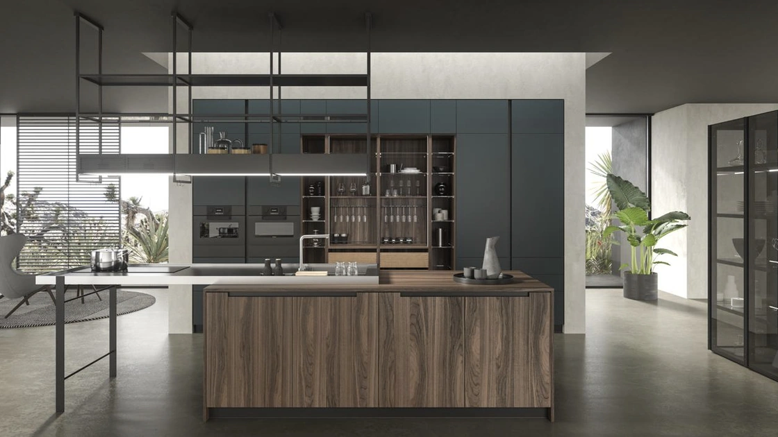 Cucina Design in laccato con isola in essenza Lab13 Kitchen 02 di Aran