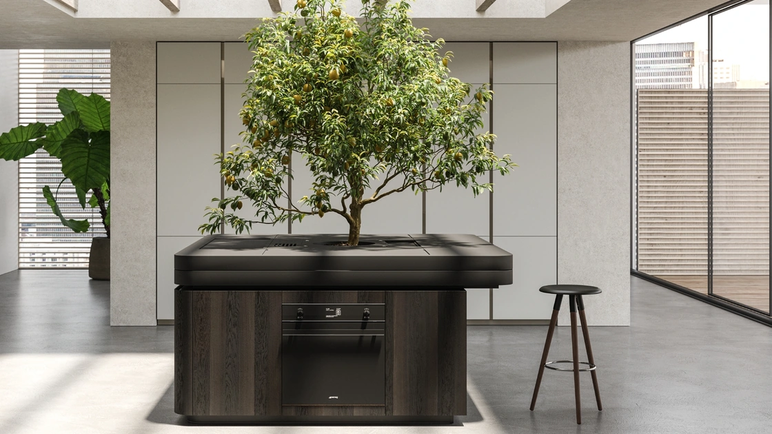 Cucina Design a isola di forma quadrata Oasi in Rovere fossile di Aran