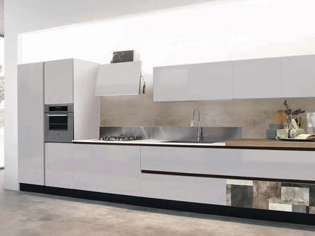 Cucina Design lineare Penelope in laccato Grigio medio lucido di Aran