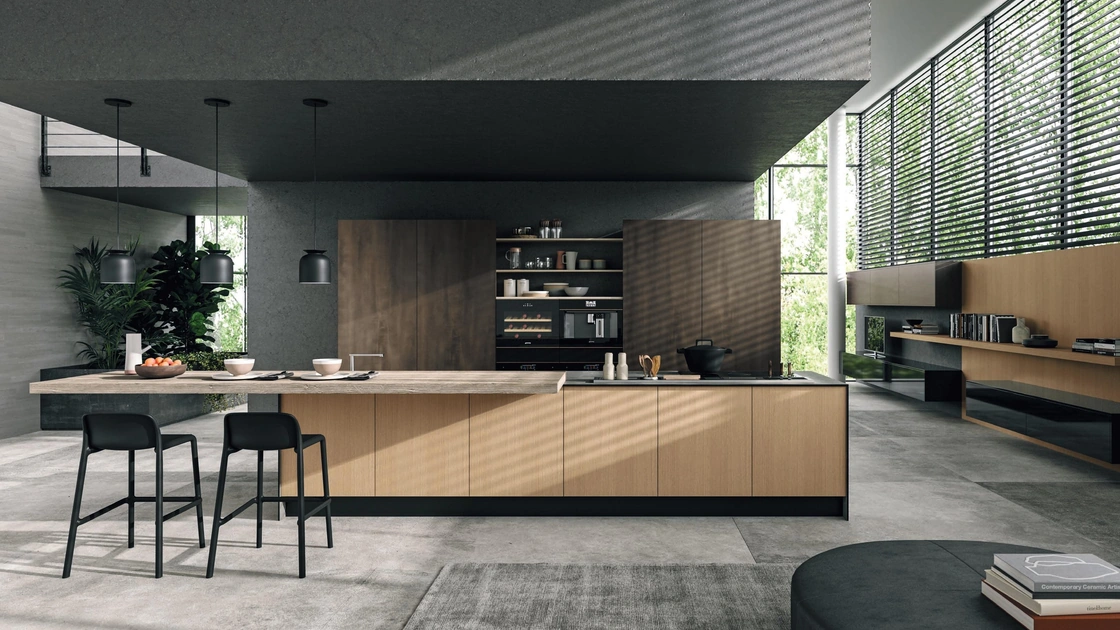 Cucina Design Volare con isola in Legno di Aran