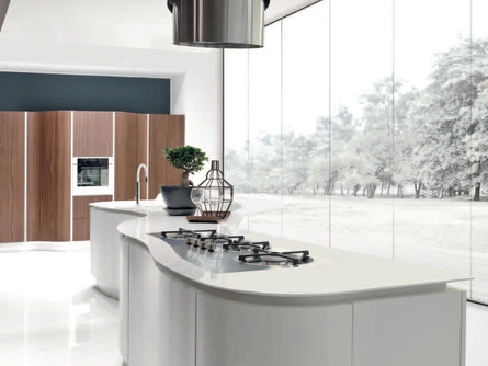 Cucina Design Volare curvilinea in laccato Bianco di Aran