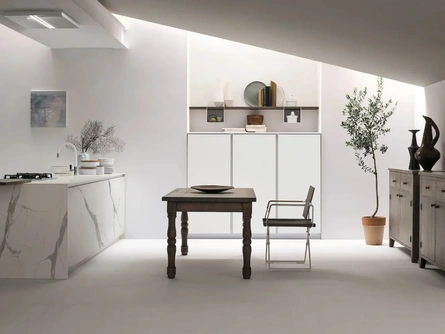 Cucina Moderna con penisola Aliant 10 in vetro e HPL di Stosa