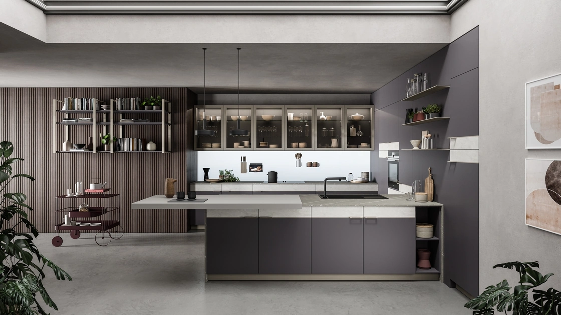 Cucina Moderna con penisola in laminato HPL Scacco Matto di Aran