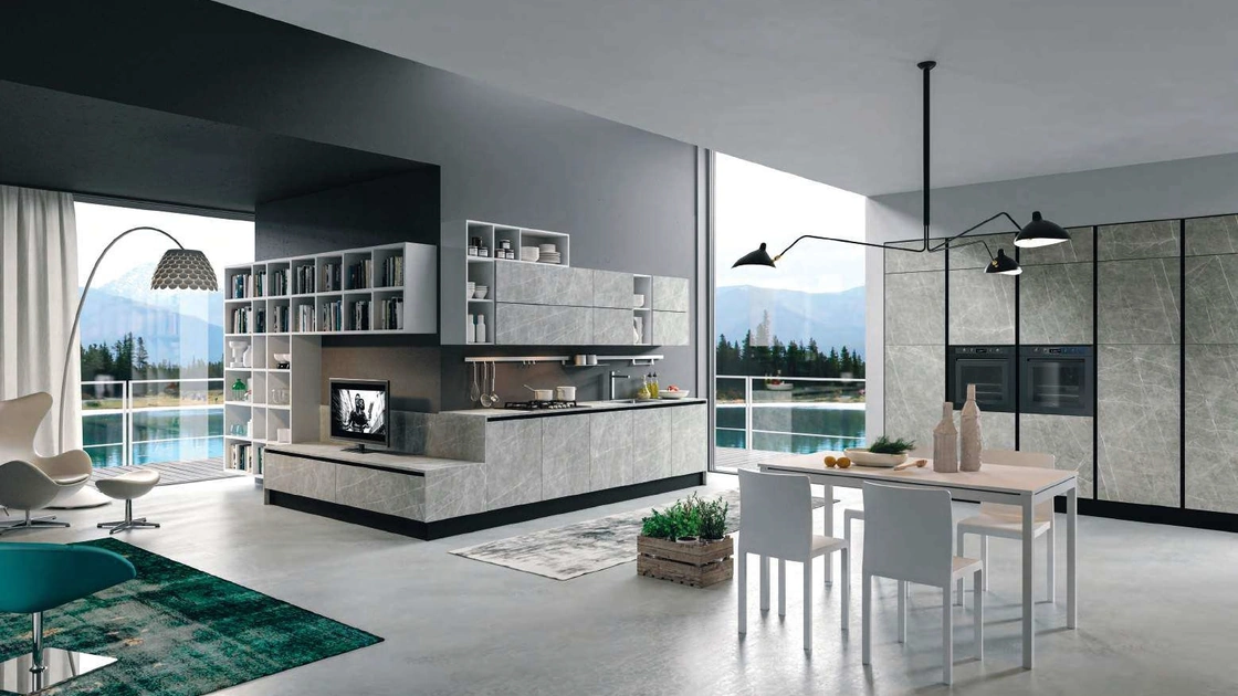 Cucina Moderna ad angolo Bijou in grès Zaha’s stone di Aran