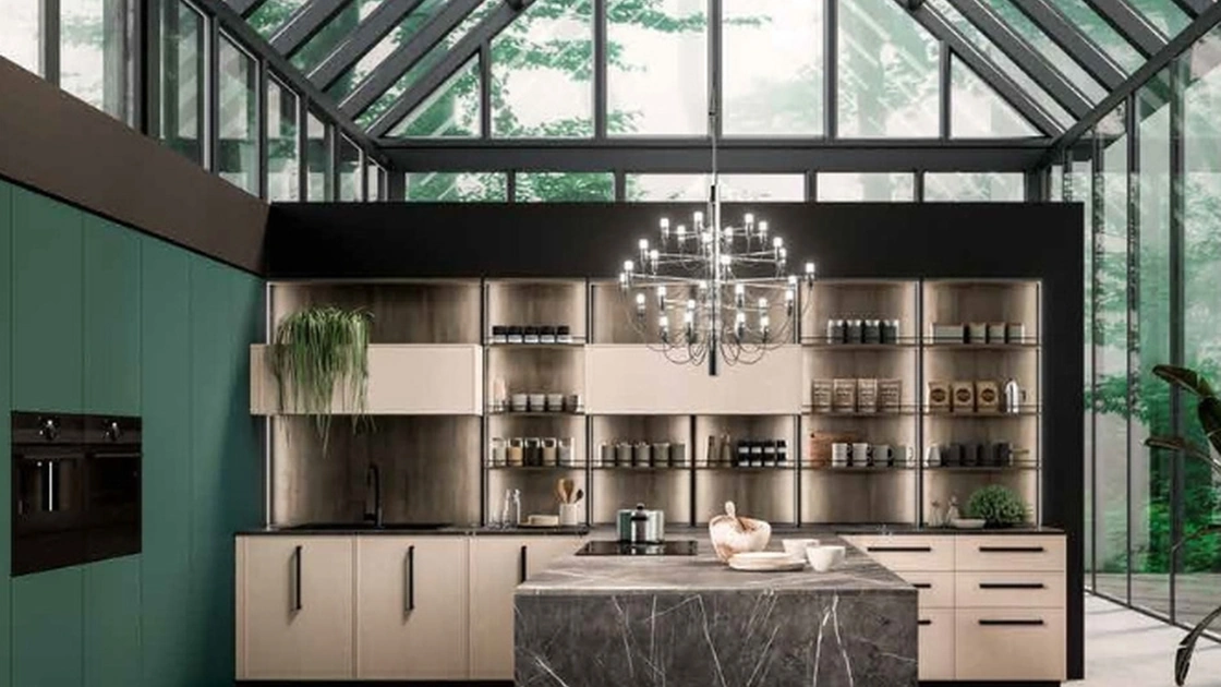 Cucina Moderna con isola Guadalupe 03 di Aran