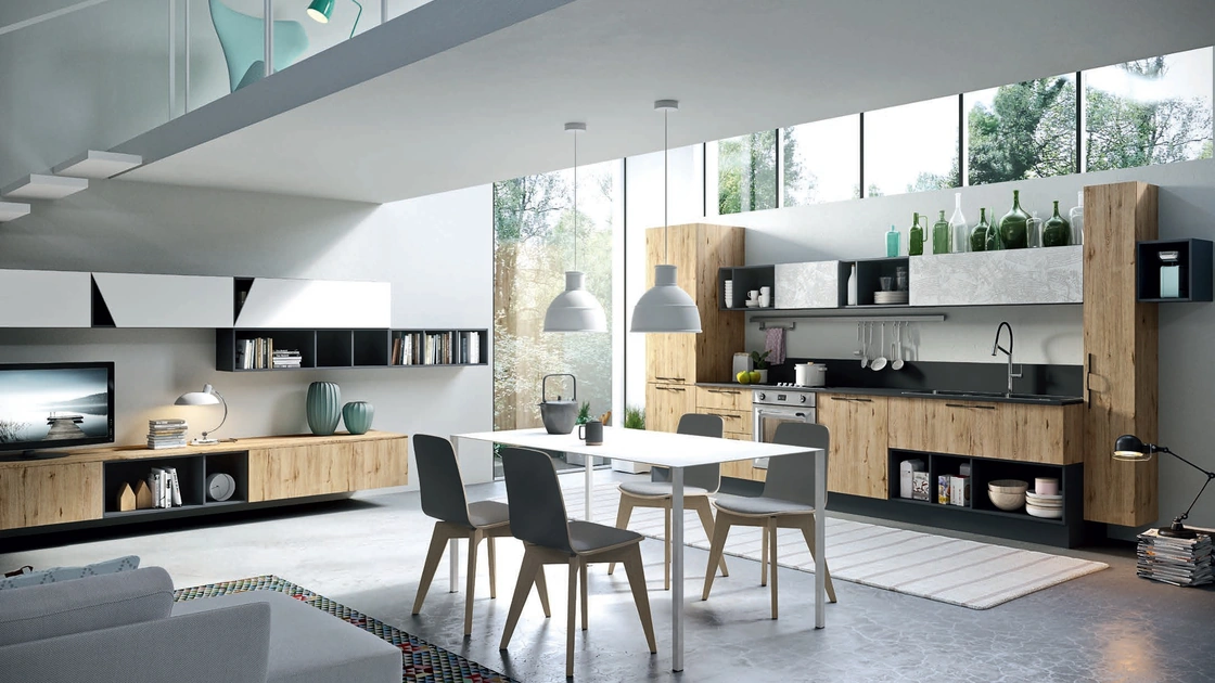 Cucina Moderna lineare Mia in LPL Rovere Nuova Zelanda di Aran