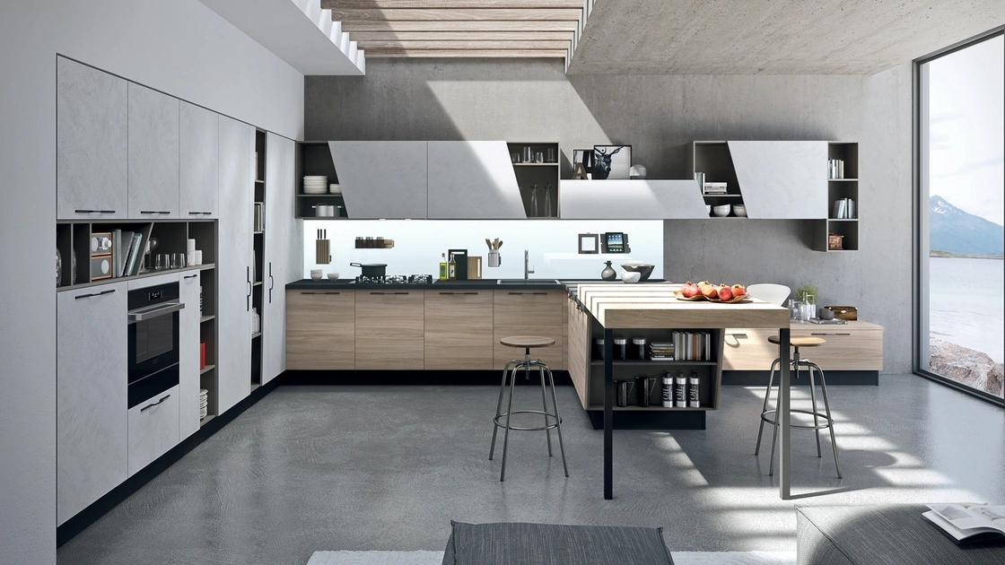 Cucina Moderna con penisola  Mia in LPL Olmo di Aran