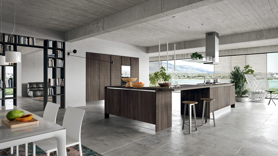 Cucina Moderna Mia in LPL Rovere con isola angolare di Aran